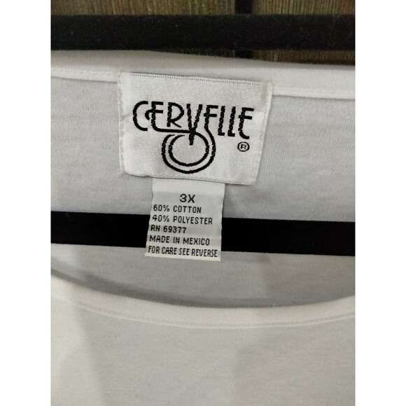 Cervelle Women's White Plus Size 3x Short Sleeve Cotton Top - Picture 3 of 3